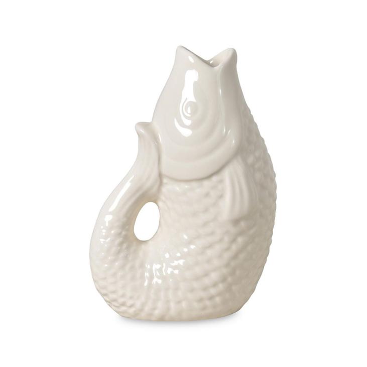 Petit vase pichet céramique poisson blanc - Opjet