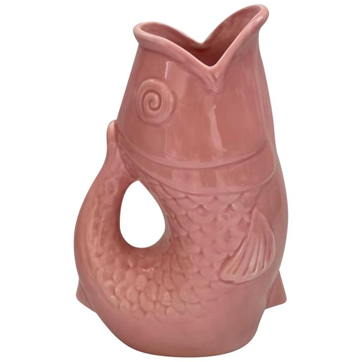Vase pichet céramique poisson rose - Opjet