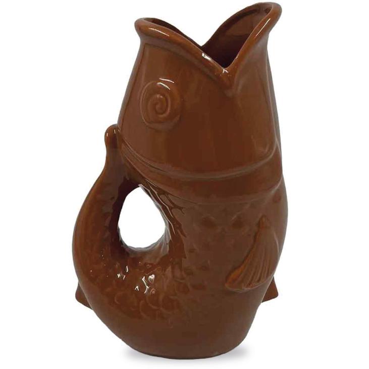 Vase pichet céramique poisson marron - Opjet